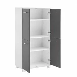 60x117 Cm Bad Highboard In Grau & Weiß - Mirista -Noricas-shop 60x117 cm bad highboard in grau weiss mit vier tueren mirista 03