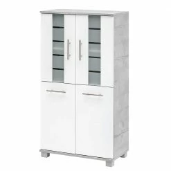 60x117x33 4-türiger Badezimmerschrank Mit Milchglas - Rilica