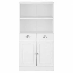 60x121x30 Weißer Badschrank Mit Metallgriffen - Gorgona -Noricas-shop 60x121x30 weisser badschrank mit metallgriffen in modernem design gorgona 02