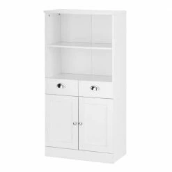 60x121x30 Weißer Badschrank Mit Metallgriffen - Gorgona
