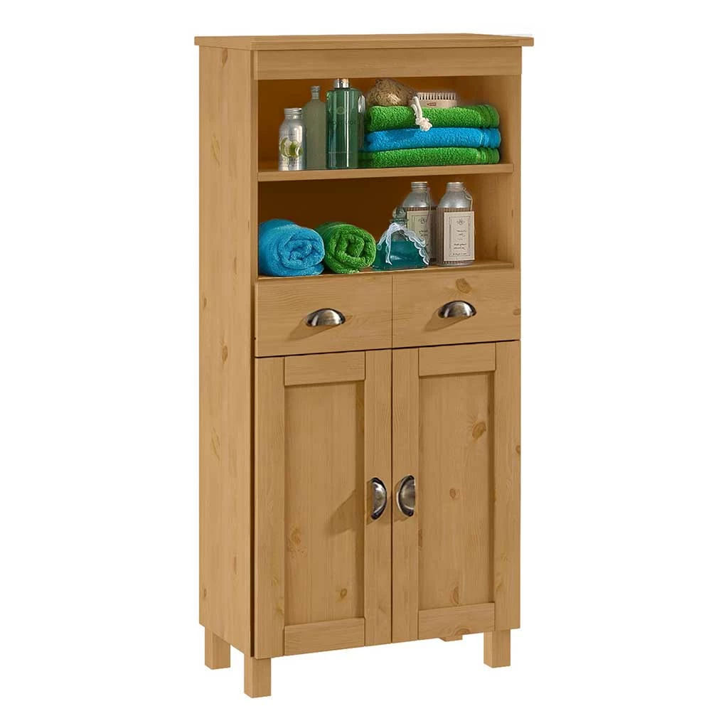 60x125x30 Badschrank Aus Massivholz Kiefer - Ronya 2 60x125x30 Badschrank Aus Massivholz Kiefer - Ronya – Bild 2