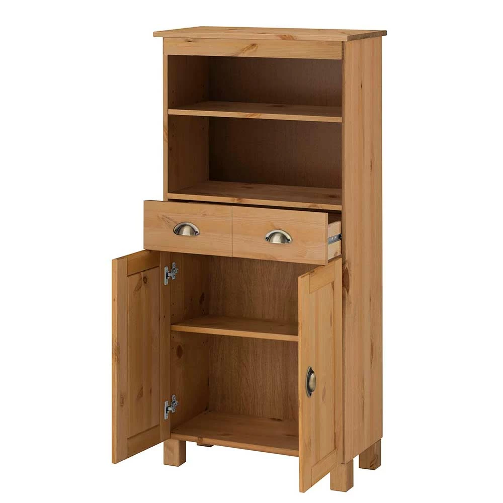 60x125x30 Badschrank Aus Massivholz Kiefer - Ronya 4 60x125x30 Badschrank Aus Massivholz Kiefer - Ronya – Bild 4