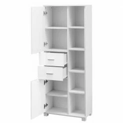 60x150x30 Badezimmerschrank In Weiß Hochglanz - Altryda -Noricas-shop 60x150x30 badezimmerschrank in weiss hochglanz modernes design altryda 02