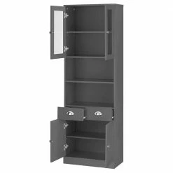 60x180x30 Grauer Hochschrank Mit Vier Türen - Zenca 8 60x180x30 Grauer Hochschrank Mit Vier Türen - Zenca -Noricas-shop 60x180x30 grauer hochschrank mit vier tueren zwei schubladen zwei faechern zenca 02