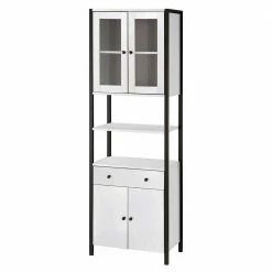 60x180x35 Schrank In Weiß Mit Schwarz - Nokios