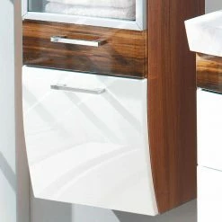Bad Glastür Hochschrank Badajoz Mit Schublade Und Klappe -Noricas-shop bad glastuer hochschrank schublade und klappe hochglanz weiss walnuss badajoz 02