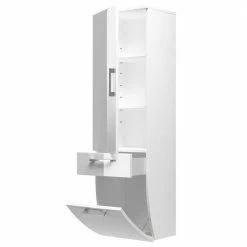 Bad Hänge-Hochschrank Boisan In Hochglanz Weiß -Noricas-shop bad haenge hochschrank hochglanz weiss metall buegelgriffe boisan 06