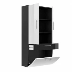 Bad-Hochschrank Vilias Mit Doppeltür Schublade Klappe 11 Bad-Hochschrank Vilias Mit Doppeltür Schublade Klappe -Noricas-shop bad hochschrank doppeltuer schublade klappe hochglanz weiss anthrazit 70cm breit vilias 06