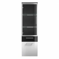 Bad Hochschrank Vilias Mit Glastür 135 Cm -Noricas-shop bad hochschrank glastuer 135 cm hochglanz weiss anthrazit vilias 06