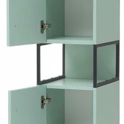 Bad Hochschrank In Mint Grün & Anthrazit - Esdrus -Noricas-shop bad hochschrank in mint gruen anthrazit mit 2 tueren fach esdrus 05