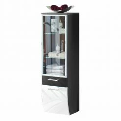 Bad Hochschrank Mit Glastür Boisan In Hochglanz Weiß Anthrazit