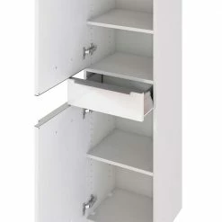 Bad Hochschrank Mit Schublade & 2 Türen - Livendas -Noricas-shop bad hochschrank mit schublade 2 tueren in weiss stehend oder haengend livendas 04