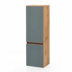 Bad Midischrank In Grau Glas Beschichtung - Anviletca -Noricas-shop bad midischrank in grau glas beschichtung wildeiche dekor anviletca 02