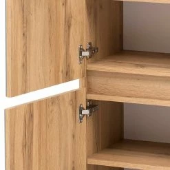 Bad Midischrank In Grau Glas Beschichtung - Anviletca -Noricas-shop bad midischrank in grau glas beschichtung wildeiche dekor anviletca 05