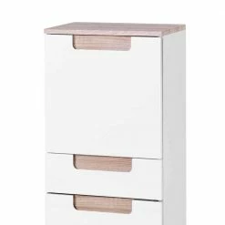 Badezimmer Hängeschrank Tymos In Weiß Hochglanz -Noricas-shop badezimmer haengeschrank weiss hochglanz eiche dekor tymos 02