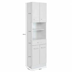 Badezimmer Hochschrank 4-türig & 2 Fächer - Skiranov -Noricas-shop badezimmer hochschrank 4 tuerig 2 faecher schublade in weiss skiranov 05