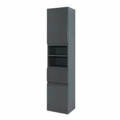 Badezimmer Hochschrank Blaxin In Anthrazit Hochglanz