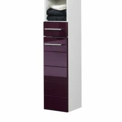 Badezimmer Hochschrank Laydia In Aubergine Hochglanz -Noricas-shop badezimmer hochschrank aubergine hochglanz modern laydia 03
