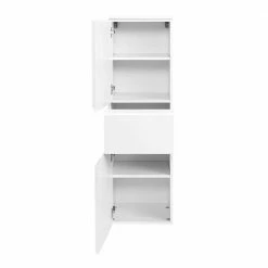 Badezimmer Hochschrank Concetada In Hochglanz Weiß -Noricas-shop badezimmer hochschrank hochglanz weiss wandmontage concetada 02