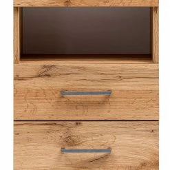Badezimmer Hochschrank In Eiche NB Mit Weiß - Voinla -Noricas-shop badezimmer hochschrank in eiche nb mit weiss 2 tueren schublade fach voinla 05