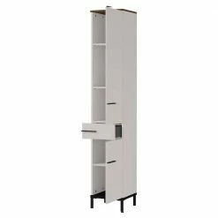 Badezimmer Hochschrank In Hellgrau - Dolida 8 Badezimmer Hochschrank In Hellgrau - Dolida -Noricas-shop badezimmer hochschrank in hellgrau mit nussbaum dekor 190cm hoch dolida 02