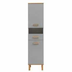 Badezimmer Hochschrank In Platingrau - Nienzo -Noricas-shop badezimmer hochschrank in platingrau mit eiche dekor 40x179x35 nienzo 02