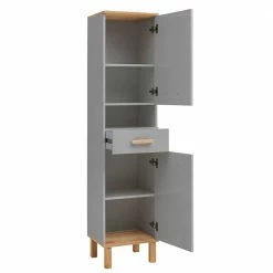 Badezimmer Hochschrank In Platingrau - Nienzo -Noricas-shop badezimmer hochschrank in platingrau mit eiche dekor 40x179x35 nienzo 03