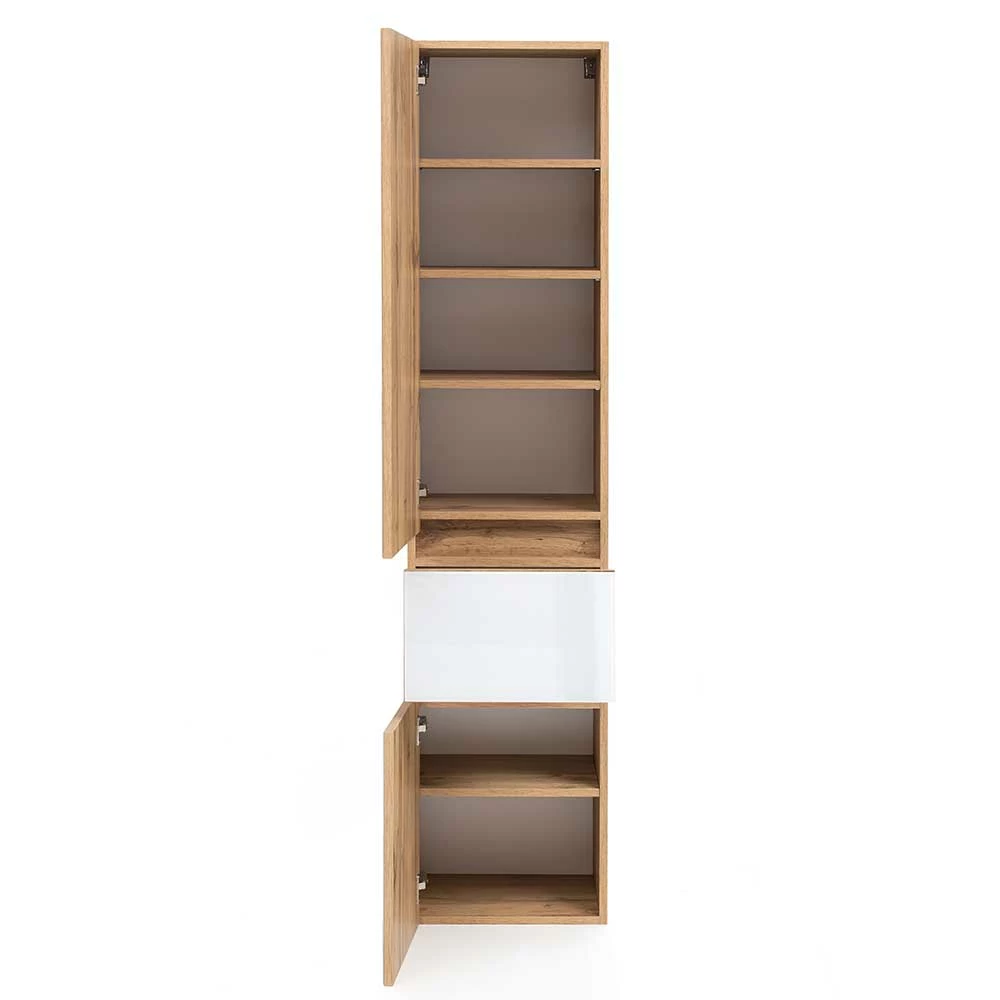 Badezimmer Hochschrank Mit Zwei Türen & Schublade - Vrendina 4 Badezimmer Hochschrank Mit Zwei Türen & Schublade - Vrendina – Bild 4