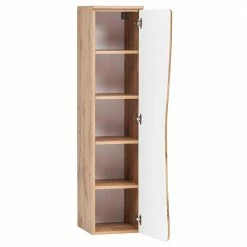 Badezimmer Midischrank Mit Tür Baumkante - Tofias -Noricas-shop badezimmer midischrank mit tuer baumkante optik wildeiche 38x135x35 tofias 03