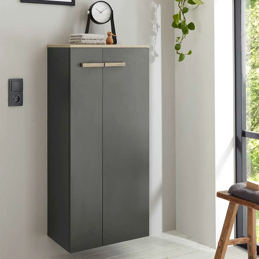 Badezimmer Schrank In Anthrazit & Eiche - Inlenzia 2 Badezimmer Schrank In Anthrazit & Eiche - Inlenzia – Bild 2