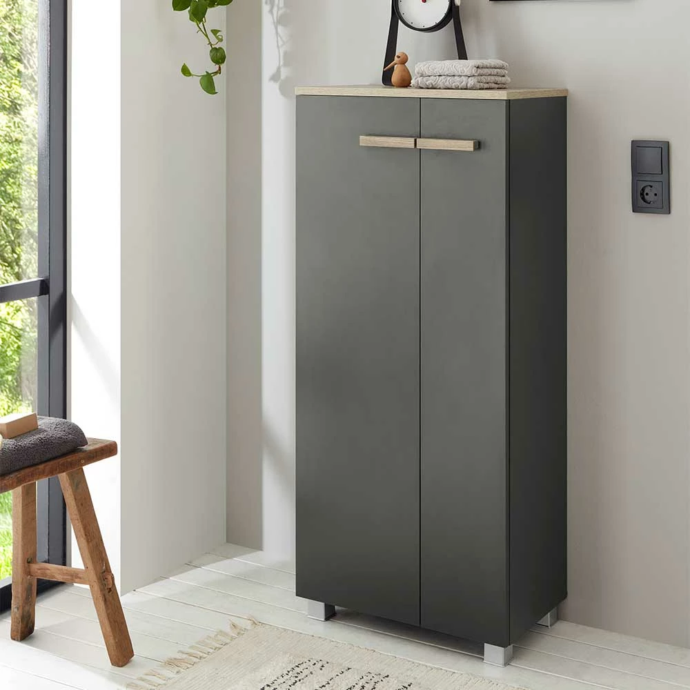 Badezimmer Schrank In Anthrazit & Eiche - Inlenzia 3 Badezimmer Schrank In Anthrazit & Eiche - Inlenzia – Bild 3