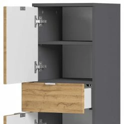 Badezimmer Schrank Mit 120 Cm Höhe - Tanjura -Noricas-shop badezimmer schrank mit 120 cm hoehe in grau wildeiche dekor tanjura 04