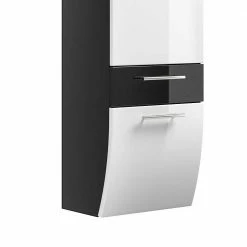 Badezimmer Seitenschrank Vilias In Hochglanz Weiß Anthrazit -Noricas-shop badezimmer seitenschrank hochglanz weiss anthrazit wandmontage vilias 02