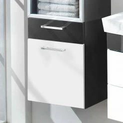 Badezimmer Vitrinenschrank Boisan Mit Schublade Und Klappe -Noricas-shop badezimmer vitrinenschrank schublade und klappe hochglanz weiss anthrazit boisan 02