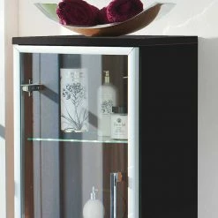 Badezimmer Vitrinenschrank Boisan Mit Schublade Und Klappe -Noricas-shop badezimmer vitrinenschrank schublade und klappe hochglanz weiss anthrazit boisan 04