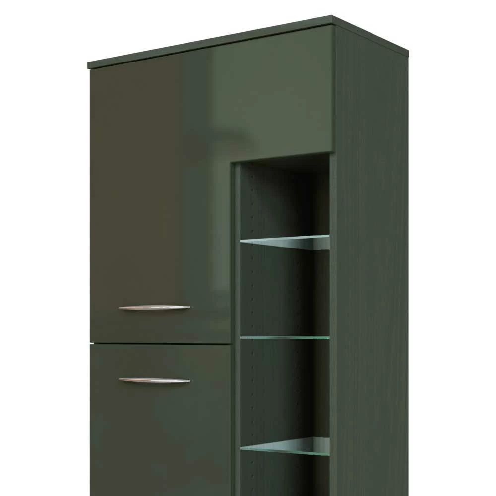 Badezimmerschrank 2-türig & Regal Bereich Mladen In Dunkelgrau Hochglanz 3 Badezimmerschrank 2-türig & Regal Bereich Mladen In Dunkelgrau Hochglanz – Bild 3