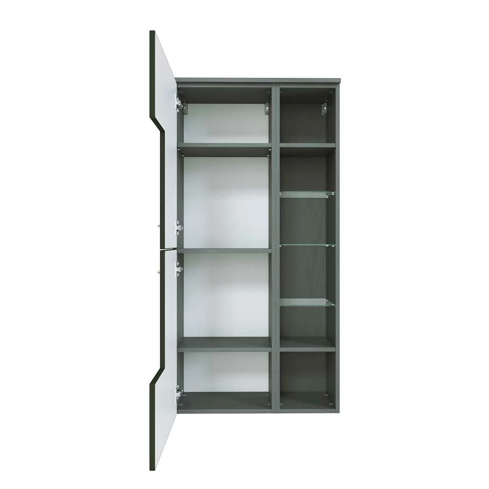 Badezimmerschrank 2-türig & Regal Bereich Mladen In Dunkelgrau Hochglanz 4 Badezimmerschrank 2-türig & Regal Bereich Mladen In Dunkelgrau Hochglanz – Bild 4