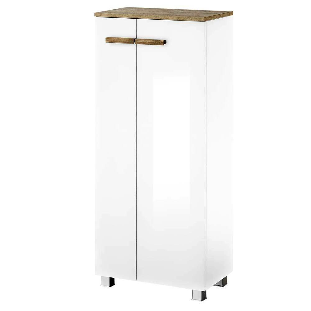 Badezimmerschrank In Weiß Hochglanz & Eiche - Vauflos 6 Badezimmerschrank In Weiß Hochglanz & Eiche - Vauflos – Bild 6