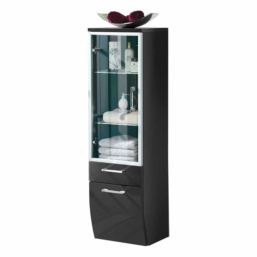 Badschrank Boisan Mit Glastür Und Schublade 40cm Breit 1 Badschrank Boisan Mit Glastür Und Schublade 40cm Breit