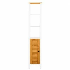 Badschrank In Weiß & Honig - Axdonira 8 Badschrank In Weiß & Honig - Axdonira -Noricas-shop badschrank in weiss honig mit lamellentuer 3 offenen faechern axdonira 02