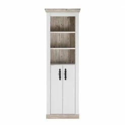 Country Style Badschrank 200 Cm Hoch - Doules -Noricas-shop country style badschrank 200 cm hoch in weiss pinie dekor doules 02