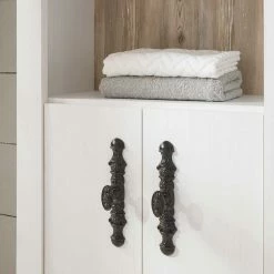 Country Style Badschrank 200 Cm Hoch - Doules -Noricas-shop country style badschrank 200 cm hoch in weiss pinie dekor doules 04