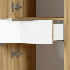 Eleganter Badschrank In Weiß Glasbeschichtet - Brandon -Noricas-shop eleganter badschrank in weiss glasbeschichtet und wildeiche holzoptik brandon 04