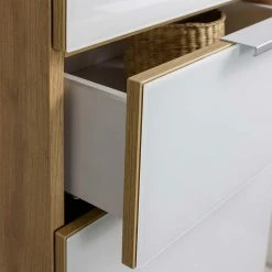 Eleganter Badschrank In Weiß Glasbeschichtet - Brandon -Noricas-shop eleganter badschrank in weiss glasbeschichtet und wildeiche holzoptik brandon 05