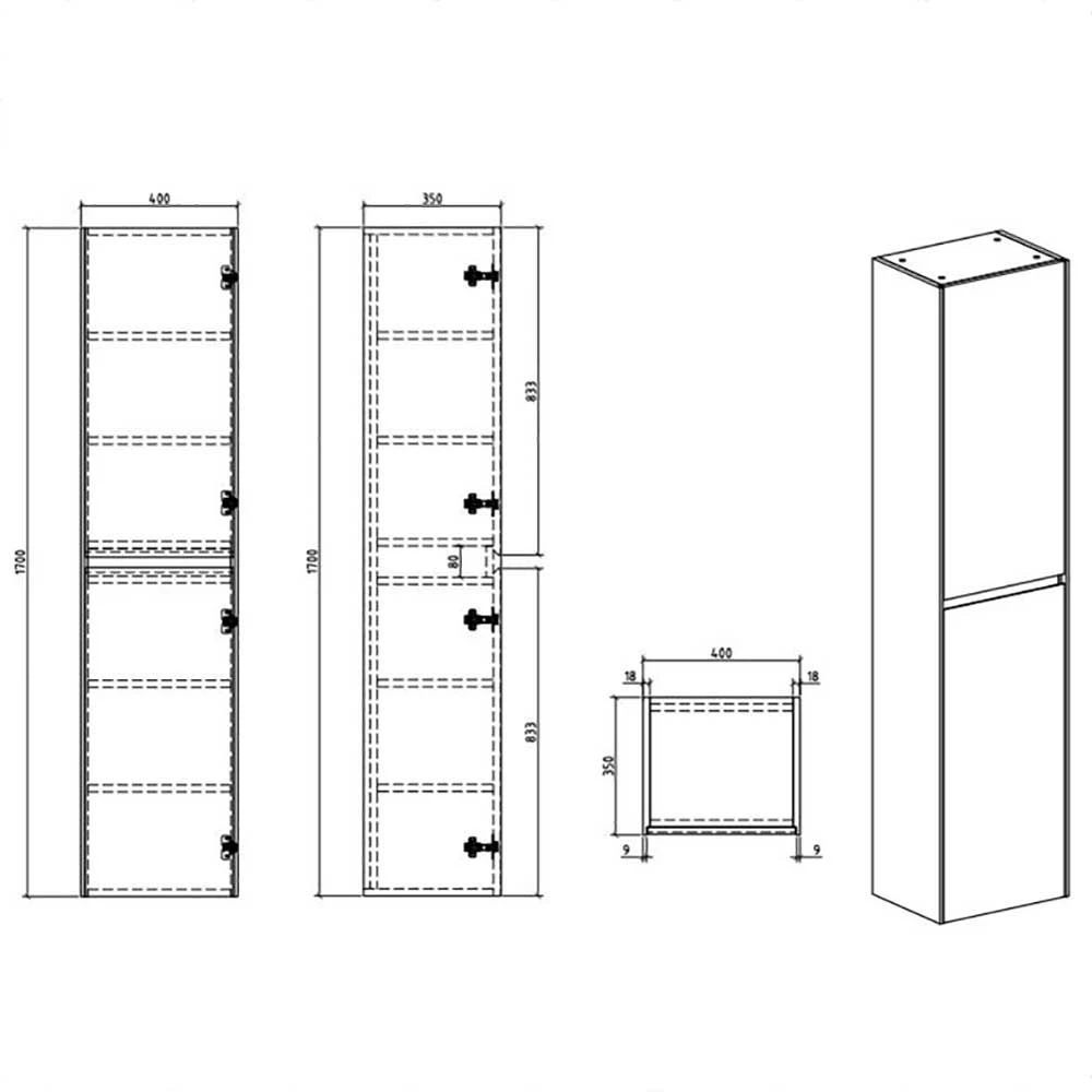 Hängender Bad-Hochschrank In Ahorn Grau - Smudina 6 Hängender Bad-Hochschrank In Ahorn Grau - Smudina – Bild 6