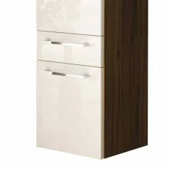 Hängender Badschrank Domcin Mit Zwei Schubladen -Noricas-shop haengender badschrank zwei schubladen hochglanz weiss dekor walnuss 135cm hoch domcin 04