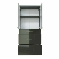 Hängender Midischrank Fürs Bad Mladen In Hochglanz Dunkelgrau -Noricas-shop haengender midischrank fuers bad in hochglanz dunkelgrau mladen 02
