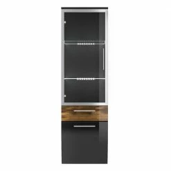 Hochglanz Bad Hochschrank Lieda In Anthrazit Und Walnuss -Noricas-shop hochglanz bad hochschrank anthrazit und walnuss glastuer lieda 07