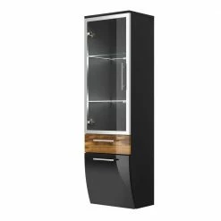 Hochglanz Bad Hochschrank Lieda In Anthrazit Und Walnuss