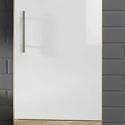 Hochglanz Badezimmer Hochschrank Trahova 1-türig Schublade Klappe -Noricas-shop hochglanz badezimmer hochschrank 1 tuerig schublade klappe wandmontage 135cm hoch trahova 03